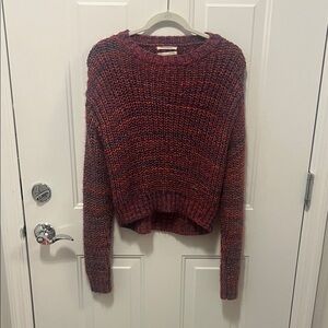 Anthropologie Marled Burgundy Crewneck Sweater